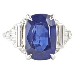 Burma No Heat Sapphire Diamond Platinum Ring