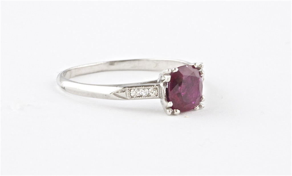 Burmese Ruby and Platinum Engagement Ring
