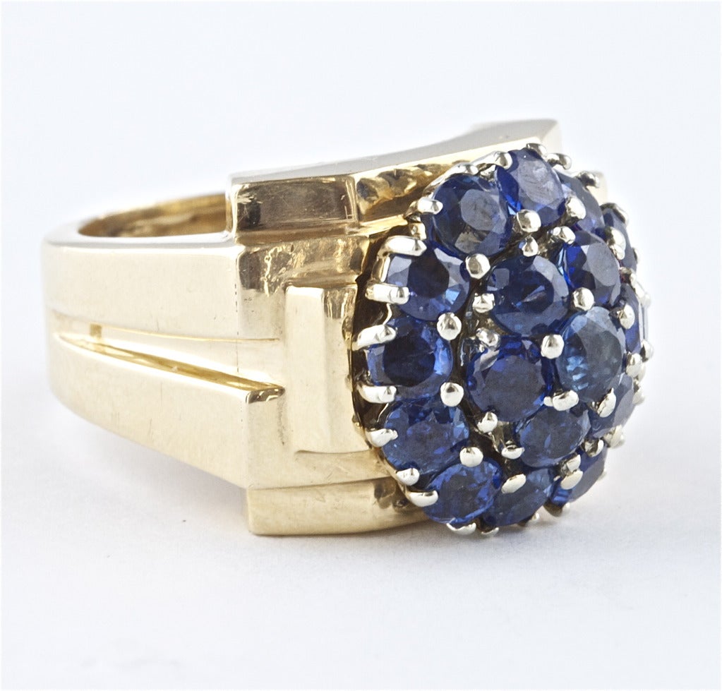 Sapphire and 14k gold ring. 

Size 7 and can be re-sized.