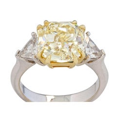 4.81 Carat Fancy Yellow Diamond Platinum Ring