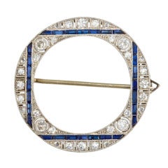 Art Deco Sapphire Diamond Circle Brooch