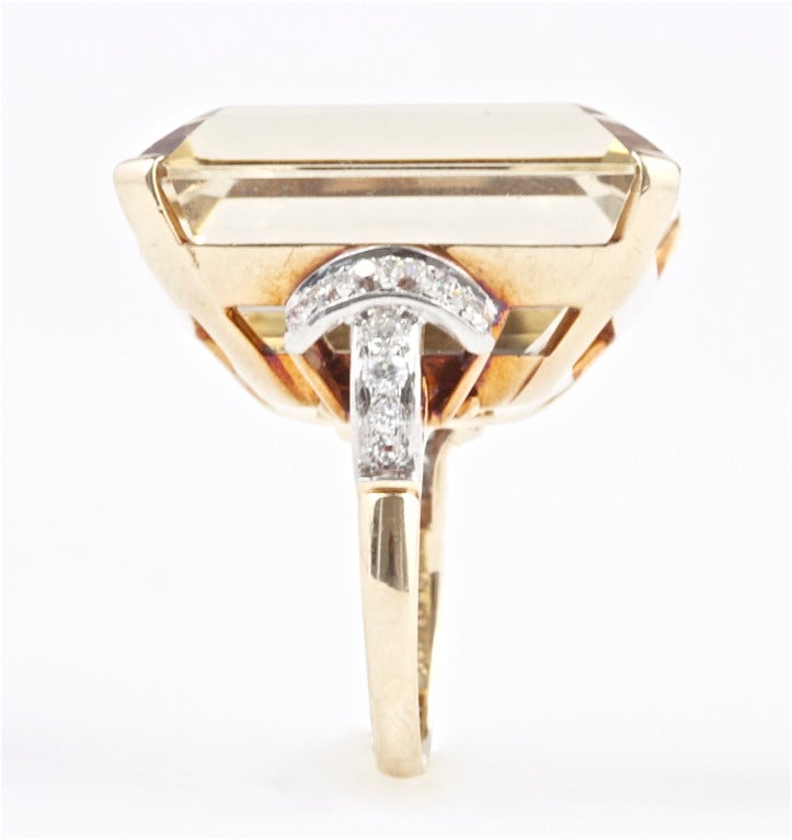 Citrine Diamond and Gold Retro Ring In Excellent Condition In Beverly Hills, CA