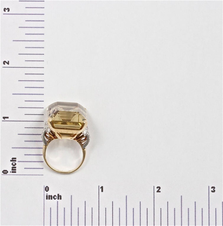 Women's Citrine Diamond and Gold Retro Ring