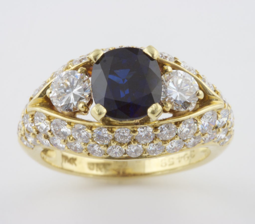 Kurt Wayne Sapphire and Diamond Gold Ring