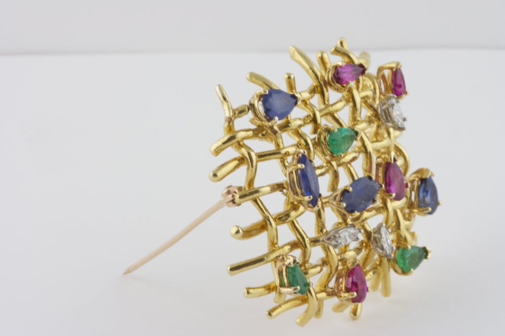 Gold and Gemstone Brooch