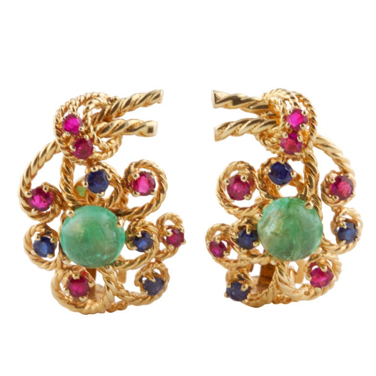 Gold Ribbon Earrings 43 For Sale on 1stDibs