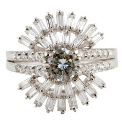 Platinum Diamond Sunburst Ring