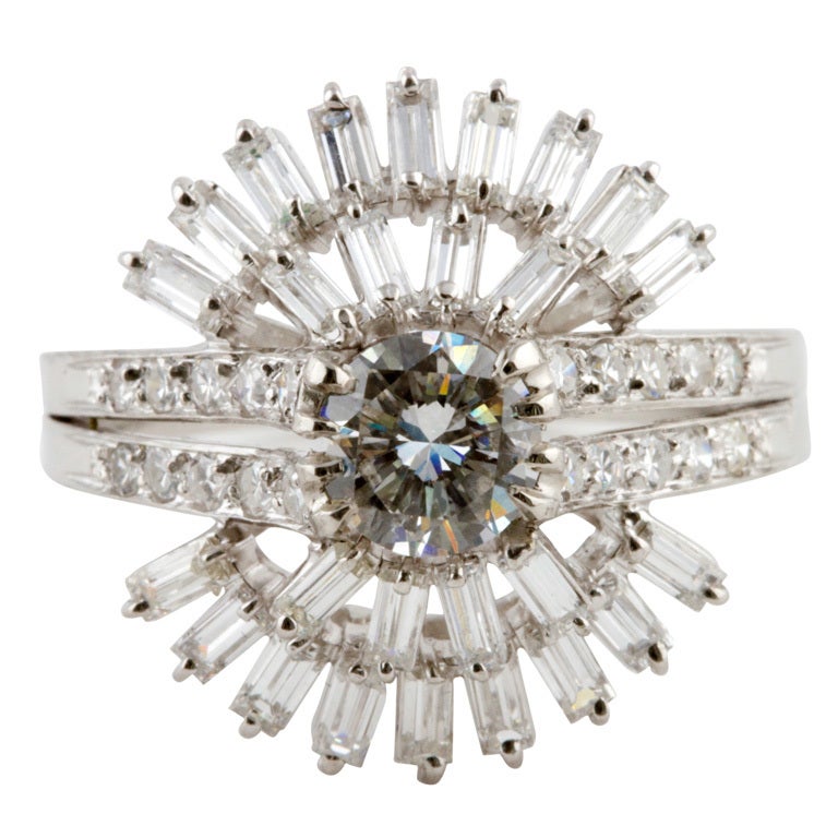Platin Diamant Sunburst Ring