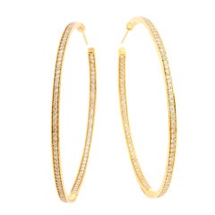 David Yurman Diamond and Gold Hoop Earrings