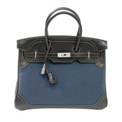 Hermes Birkin Denim Ghillies Limited Edition Palladium Hardware