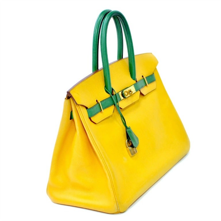 Hermes Birkin Two Tone Yellow Gold Hardware 35cm For Sale at 1stDibs