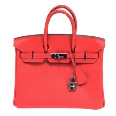 Hermes Birkin Red Palladium Hardware 25cm