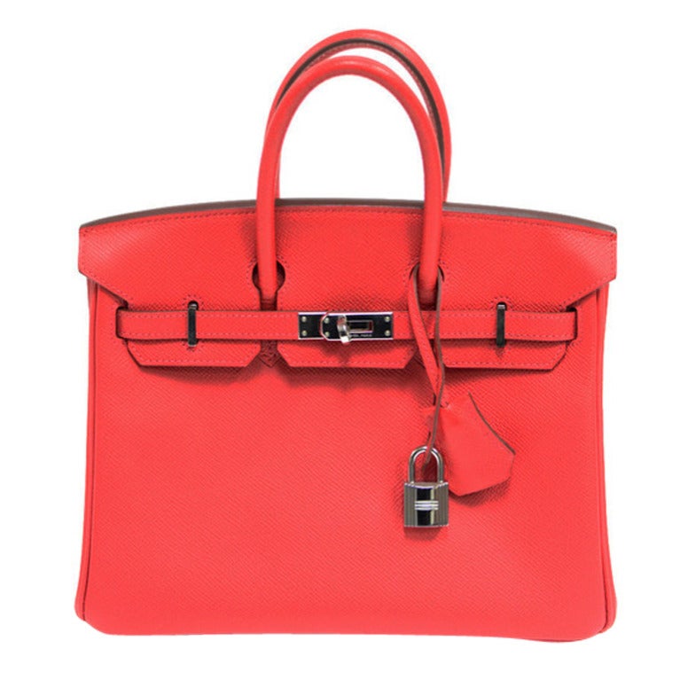 Hermes Birkin Red Palladium Hardware 25cm For Sale