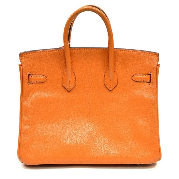 Women's Hermes Birkin Orange Swift Palladium Hardware 25cm For Sale