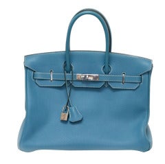 Hermes Birkin Blue Jean Epson Palladium Hardware 35cm.