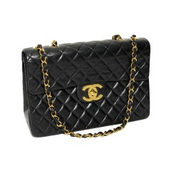 Chanel Jumbo Quilted Double Flap Black 34cm Gold Hardware.