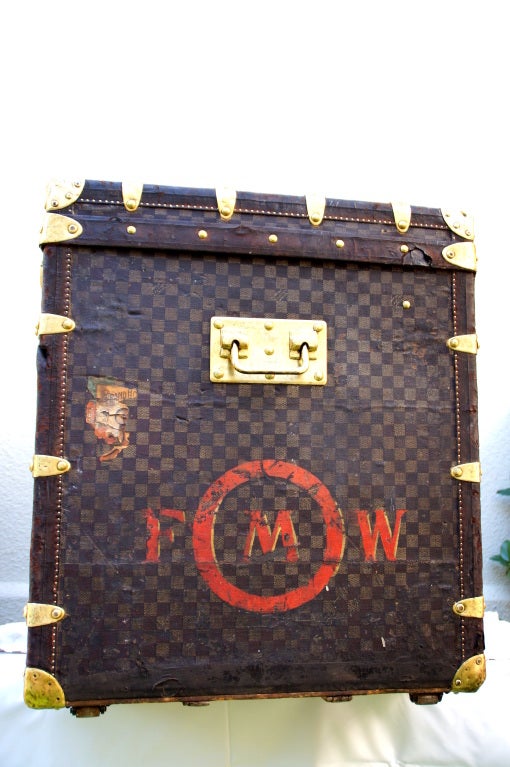 RARE HUGE Antique Louis Vuitton Haute Damier Steamer Trunk from 1893 In Good Condition In Houston, TX