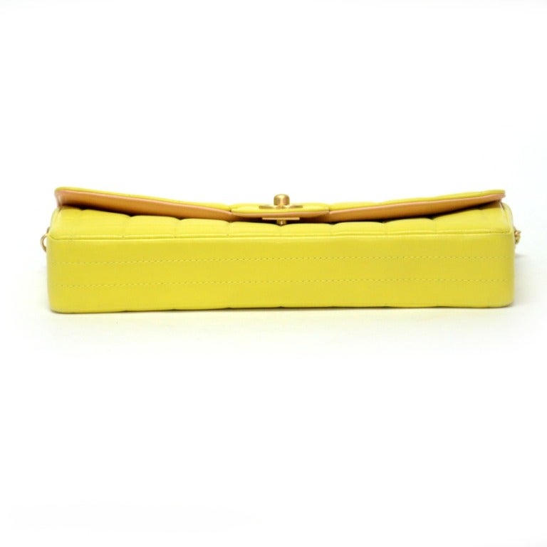 Chanel Quilted Yellow Calf Handbag For Sale 1