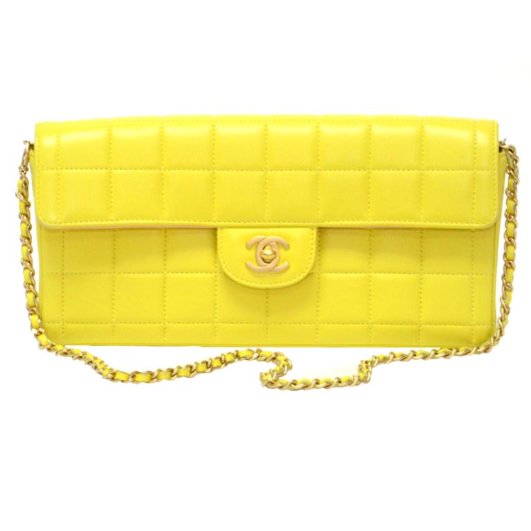 Chanel Quilted Yellow Calf Handbag For Sale