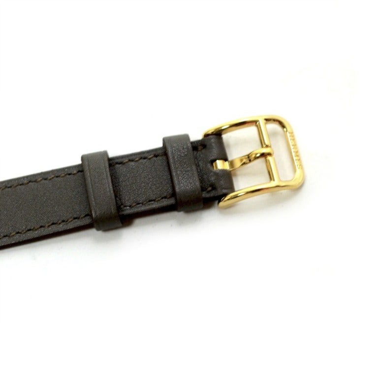 Contemporary Hermes Kelly Gold Plated Watch Black Double Tour Strap.