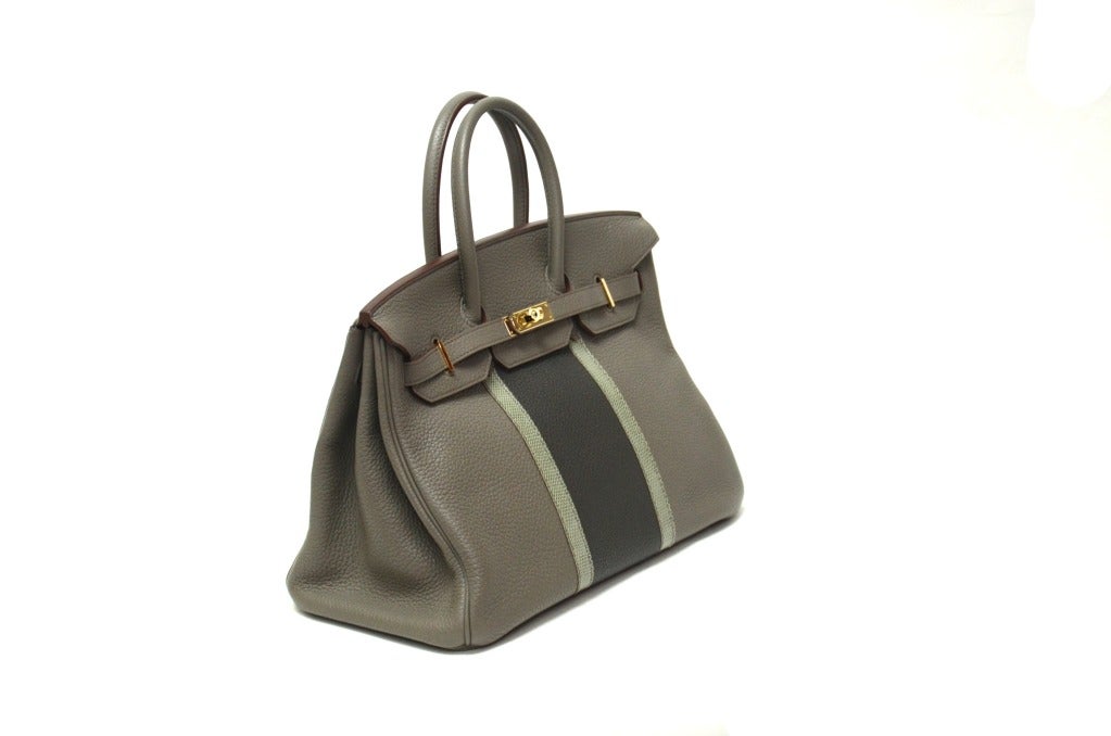 Brand: Hermes
Style: Birkin
Size: 35 cm
Color: tri-color gray
Hardware: Gold 
Date Code: Box O