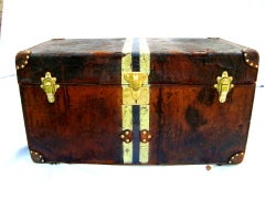Antique Louis Vuitton Calf Leather Trunk Coffee Table from 1892