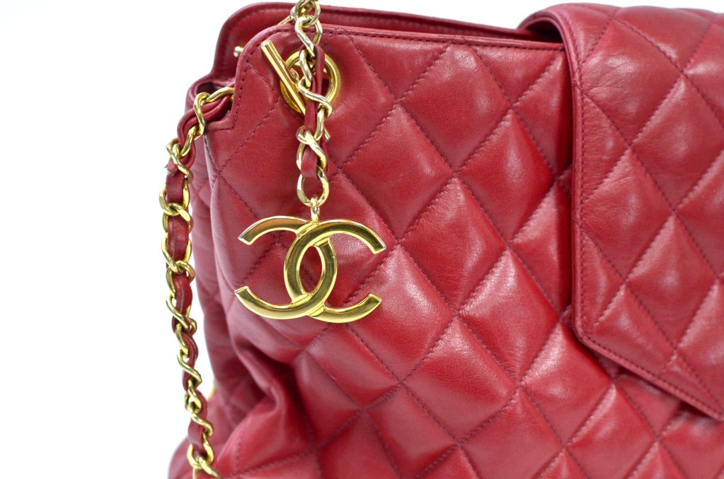 Chanel Red Quilted Calf Skin at 1stdibs