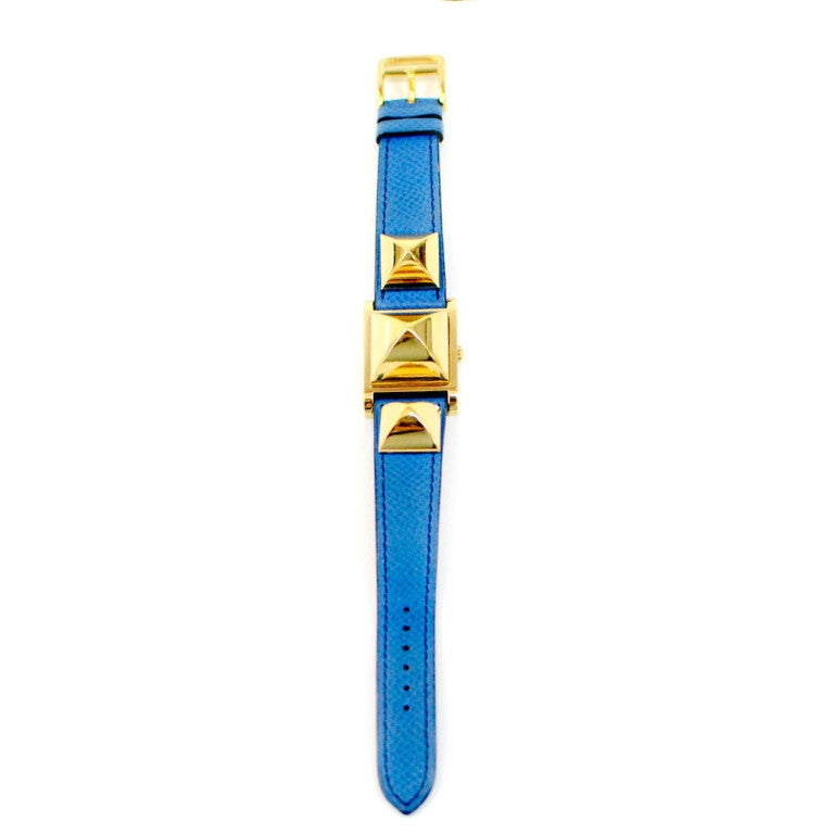 Hermes Lady's Couchevel Medor Wristwatch with Blue Strap