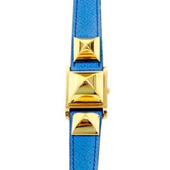 Hermes Lady's Couchevel Medor Wristwatch with Blue Strap