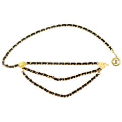 Vintage Chanel Chain and Leather Belt Vintage Chanel Chain and Leather Belt