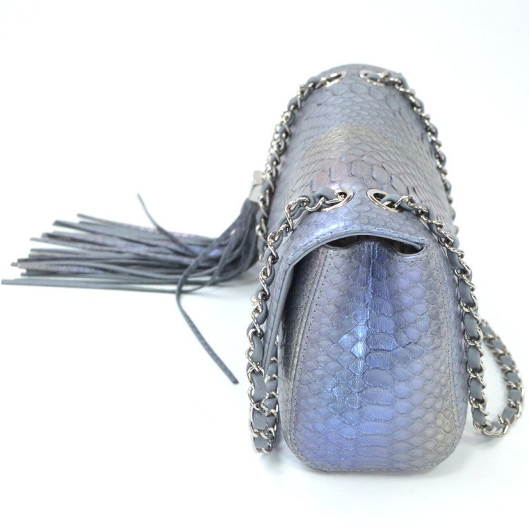Women's Chanel Python Iridescent Flap Silver Hardware