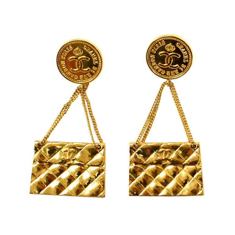 Vintage Chanel Handbag Earrings at 1stDibs