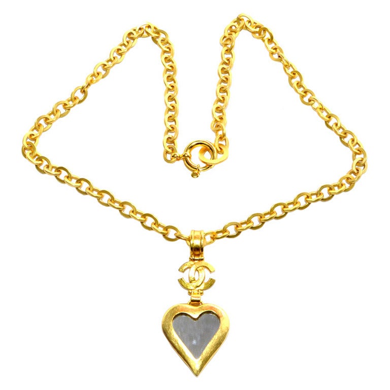 Vintage Chanel Heart Necklace at 1stdibs