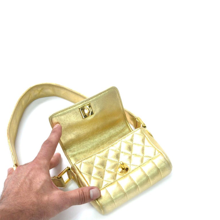 Women's Mini Gold Chanel Handbag For Sale