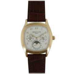 Patek Philippe Yellow Gold Cushion Perpetual Calendar Wristwatch Ref 5940J