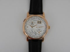 A. Lange & Sohne Rose Gold Time Zone Wristwatch Ref 116.033