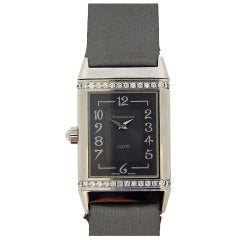 Jaeger-LeCoultre Lady's Stainless Steel and Diamond Duetto Duo Reverso Wristwatch