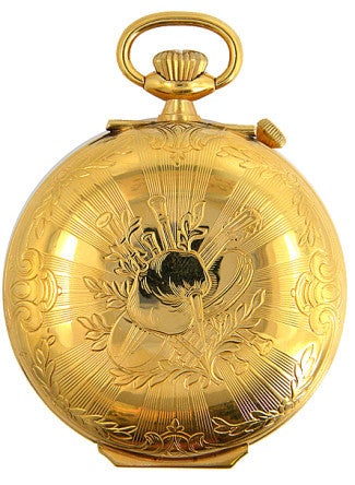 Reuge Gilt Keywound Musical Automaton Pocket Watch circa 1980s In Excellent Condition For Sale In Boston, MA