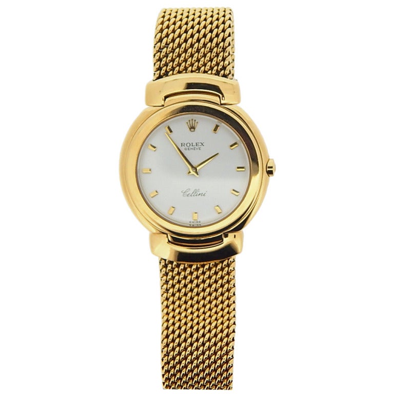 Rolex Lady's Yellow Gold Cellini Wristwatch with Bracelet Ref 6622 For Sale