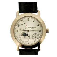 Patek Philippe White Gold Moonphase Wristwatch Ref 5055G