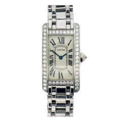 Cartier White Gold and Diamonds Tank American Wristwatch