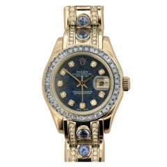 Rolex Lady's White Gold, Diamond, Sapphire Pearlmaster Watch