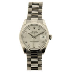 Rolex White Gold Mid-Size Day-Date President Wristwatch