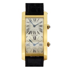 Cartier Yellow Gold Tank American Dual-Time Wristwatch