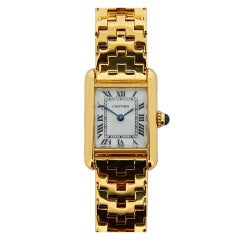 Cartier Lady's Yellow Gold Tank Wristwatch on Bracelet