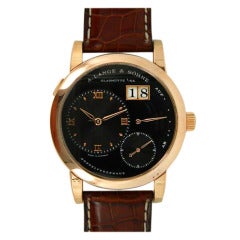 A. Lange & Sohne Rose Gold Lange 1 Wristwatch with Black Dial