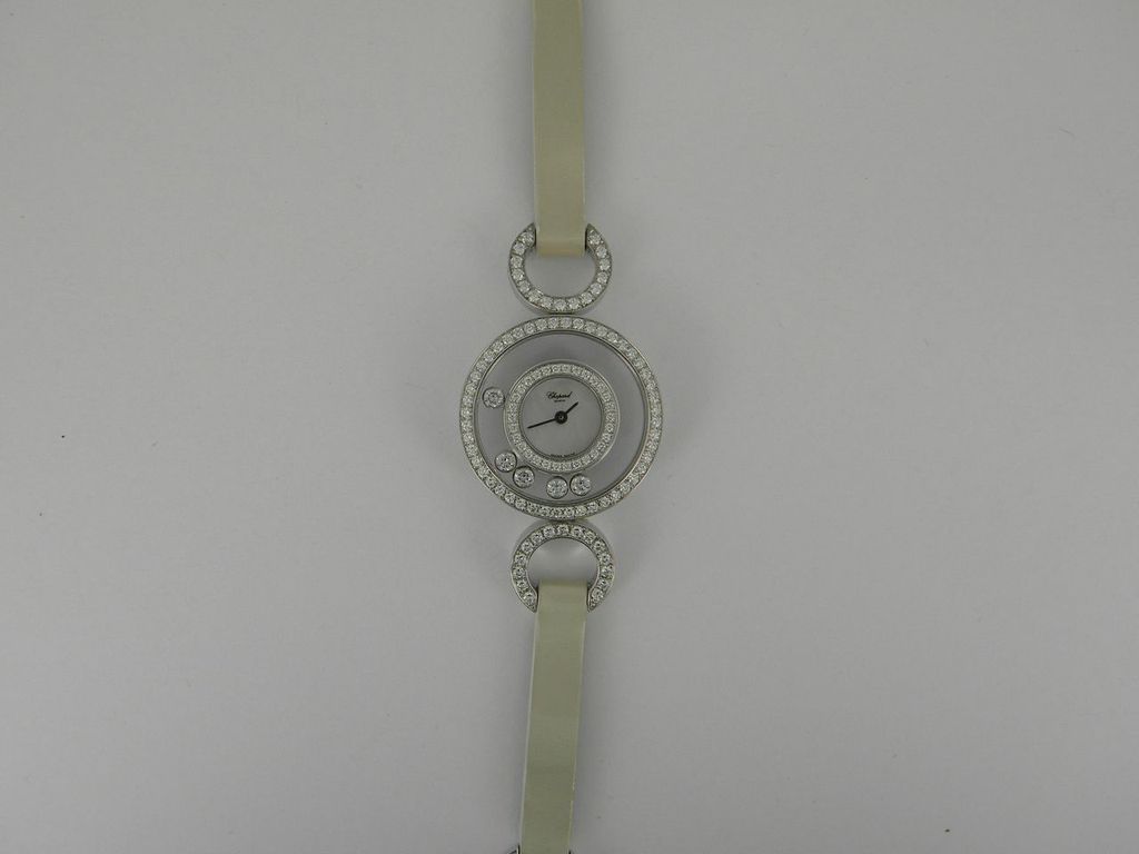 Chopard Lady's White Gold Happy Diamond Wristwatch