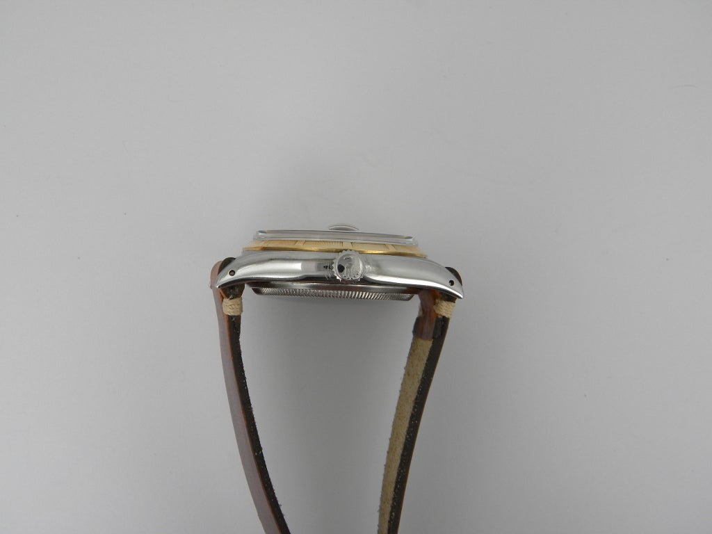 Rolex Stainless Steel and Yellow Gold Datejust Wristwatch Ref 6305 In Excellent Condition In Boston, MA