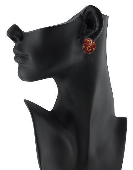 Verdura Citrine Agate Seashell Gold Ear Pendant Earrings