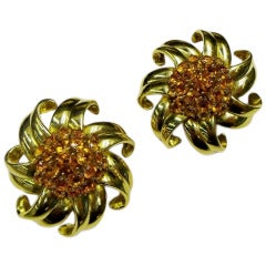 Verdura Citrine Gold Flower Earrings